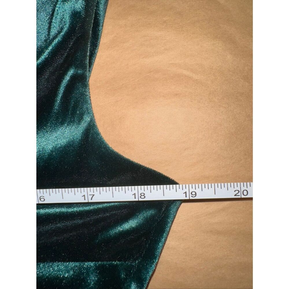 Anne Klein Sz 10 Velvet Cowl Neck Cocktail Dress Emerald Green Ruched Midi - Picture 5 of 7